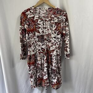 Peruvian Connection Goa Tunic in Pearl Sz XS Dress Floral Colorful Boho Festival